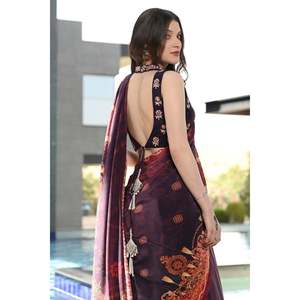 Sari de satén violeta vintage - Product Image 6