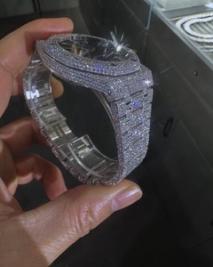 Luxury <b>Men's</b> VVS Diamond Automatic Mechanical Watch Iced Miyota Movement Stainless Steel Band <b>Glass</b> Crystal Analog 41mm Date - Product Image 4