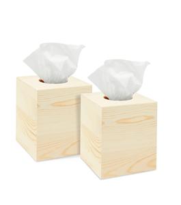 Couvercle de boîte à mouchoirs en bois non fini pour les arts et l'artisanat, décoration intérieure (5x5.5 po, lot de 2) - Product Image 1