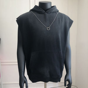 Wholesale Custom logo Acid Wash Streetwear Clothing Oversized Tank top <b>Pullover</b> <b>Sleeveless</b> Blank Plain Hoodie <b>Men's</b> high quality - Product Image 5