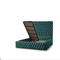 Base de lit king-size double de luxe moderne européenne avec rangement et canapé-lit rembourré