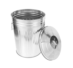 Poubelle en fer cylindrique élégante avec travail artisanal du métal et finition en argent antique intemporel pour la décoration - Product Image 6