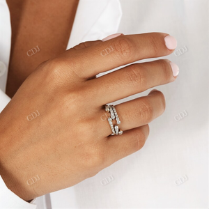 แหวนแต่งงานประดับเพชรสไตล์โบราณแหวนทอง14K เรียงซ้อนแบบสั่งทำแหวนหมั้น CVD แหวนแบบเรียบง่าย - Product Image 4