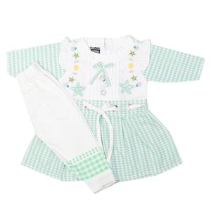 Robe brodée à manches longues pour filles - Vert - Product Image 3