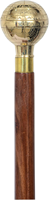 Canne de marche en laiton avec manche en bois Canne de marche de style vintage avec poignée de carte du monde en laiton pour accessoires de scène