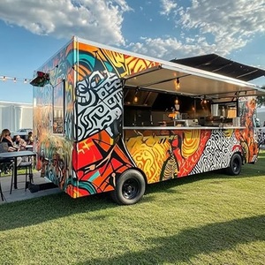 Camión de comida para barbacoa de aluminio duradero, carrito de aperitivos y café con móvil de cocina completa para bodegas, perritos calientes, industrias de dulces y helados - Product Image 1