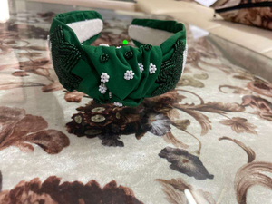 Bandeaux pour femmes, style noué élégant, ornés de perles de rocaille faites à la main - Product Image 5