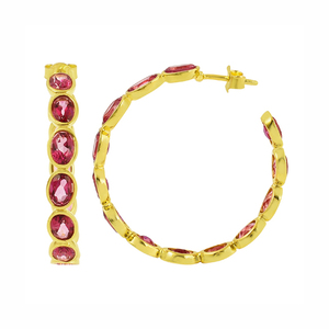 Top quality gold plated 925 sterling <b>silver</b> natural green amethyst gemstone hammer half <b>hoop</b> <b>earring</b> - Product Image 3