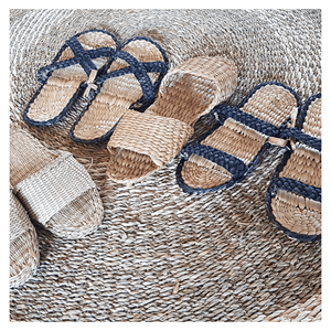 Pantoufles en jacinthe d'eau, fabriquées à la main, doublure en textile moelleux, pour la chambre à coucher et le salon, à porter à l'intérieur, Vietnam - Product Image 3