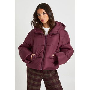 Chaqueta de Invierno Acolchada de Lona Transpirable de Punto para Mujer, Talla Grande, Informal, con Capucha y Cuello Desmontable - Product Image 1