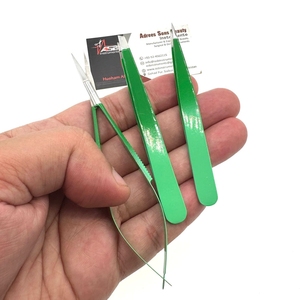 Pince à sourcils Ombre verte avec logo personnalisé Pince à sourcils pointue en acier durable Pince à épiler droite incurvée à ressort Ciseaux Beauté - Product Image 2