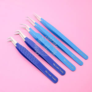 Meilleure vente pince à épiler pour extension de cils Pince à épiler à pointe en fibre Pince à épiler à 45 degrés avec poignée en diamant Outil à cils à pointe droite - Product Image 6