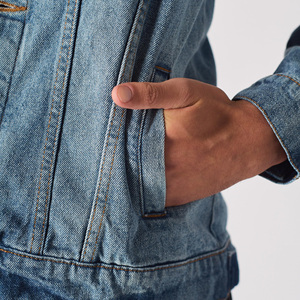 Custom Men Fashion Denim <b>Jean</b> Work Jacket OEM service Casual Streetwear Classic Turn Down Collar Cotton Jacket - Product Image 5