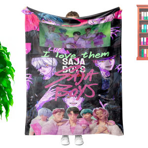 Manta de Felpa Suave y Cálida de Franela con Estampado Personalizado de Alta Calidad de Kpop Hunters Merch, Regalos <span class=keywords><strong>para</strong></span> Fans - Product Image 3
