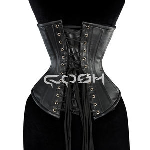 Corset sous-poitrine en cuir noir avec baleines en acier pour le modelage de la taille |   Achetez maintenant - Product Image 6