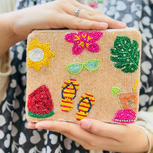 กระเป๋ามีซิปขนาดเล็กทำด้วยมือปักลูกปัดสวยงามทันสมัยดีไซน์สวัสดีฤดูร้อนเสื้อพรีเมี่ยมสไตล์แฟนซีจากอินเดีย - Product Image 1