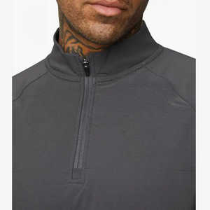 Personnalisé Slim Fit 1/4 Zip à manches longues entraînement en plein air vêtements de sport hommes tricoté Gym Compression haut imprimé Jogging piste Jogging haut - Product Image 3