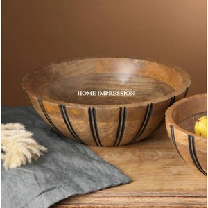 Ensemble de bols jetables en bois d'acacia moderne de luxe, grands bols à salade et à soupe en olive et mangue, bols décoratifs de cuisine à bas prix - Product Image 3