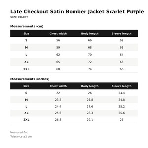 Chaqueta Bomber de Satén Personalizada para Hombre, Color Escarlata y Morado, Parche de Chenilla con Diseño de Taco, Forro Sublimado, Logotipo Personalizado OEM - Product Image 6