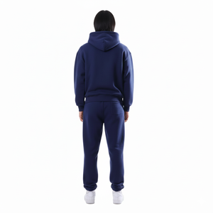 Ensemble de survêtement unisexe en coton 100% respirant, à capuche zippée, coupe ample, taille élastique, poids lourd, style streetwear, pour l'hiver - Product Image 2