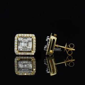 Magnifiques boucles d'oreilles en diamant avec diamants Moissanite et argent sterling 925 avec plaqué rhodium - Product Image 3