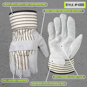 Gants de travail d'hiver en cuir de vachette fendus pour hommes Gants de travail en cuir de vachette anti-coupure Gants de soudage de travail Fabricant direct - Product Image 3