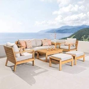 Modern <b>Outdoor</b> Teak Wood Sectional <b>Sofa</b> Set Weather Resistant Garden Leisure Couch Luxury Resort Villa Patio Furniture - Product Image 5