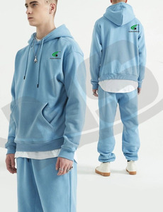 Traje de sudor en blanco con etiqueta privada para hombre, chándal liso con logotipo personalizado, conjunto de Jogger de dos piezas, ropa deportiva de entrenamiento de moda al por mayor - Product Image 4