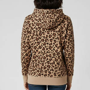 Sweat à capuche ample à épaules tombantes pour femmes, imprimé léopard, nouveau design tendance 2026, sweat à capuche pour femmes - Product Image 2