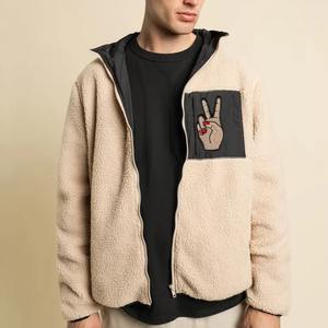 Manteau de sport d'hiver pour hommes Veste polaire zippée personnalisable Col montant Coupe-vent Sherpa chaud Design Service OEM disponible - Product Image 3