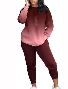 Survêtement décontracté pour femmes Polaire de coton OEM Logo personnalisé Femme Training Wear Sweatsuit 2 Piece Pants Sets Track Suit - Product Image 2