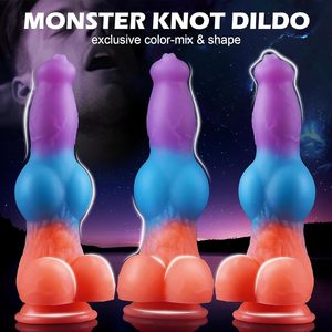 Jouet sexuel 3-en-1 pour adultes : Godemiché monstre fantaisie en silicone de 24,2 cm avec 10 vibrations et ventouse puissante - Product Image 3