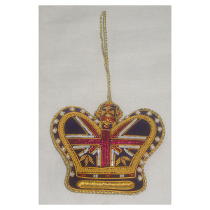 Adorno Navideño Colgante en Forma de Corona, Bordado a Mano con Cuentas y Zari, Regalo - Product Image 1