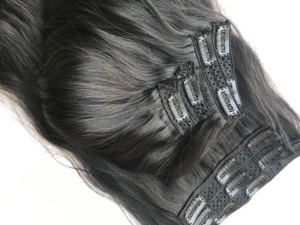 Meilleure qualité 7 pièces ensemble naturel ondulé doux non traité Clip-in Extensions de cheveux humains en gros trame faite à la machine temple indien - Product Image 5