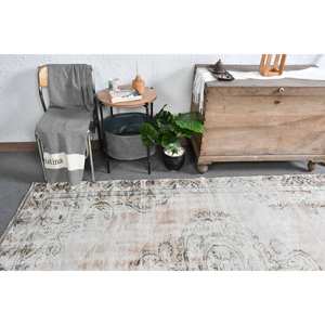 Alfombra de látex de lana de pelo medio ecológica turca clásica Vintage Beige 5,4X8,6 pies área grande Rectangular Patchwork abstracto - Product Image 3