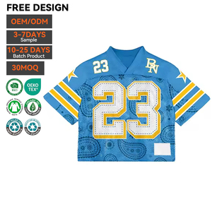 Camiseta Deportiva Corta de Fútbol Americano al por Mayor, 220 GSM, Malla Tejida, Estilo Urbano, Impresión por Sublimación, Personalizada para Hombre - Product Image 3