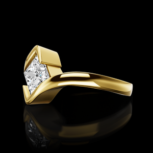 Anillo de Compromiso Especial de Oro Amarillo de 14K con Diamante de Corte Princesa de 1.35 Quilates, Joyería Nupcial de Lujo Hecha a Mano - Product Image 1