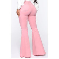 Pantalon cargo décontracté en coton respirant taille mi-haute pour femme, grande taille, rose uni, écologique, longueur genou, en denim, vente en gros, hiver