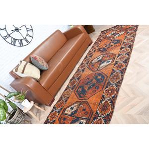 Alfombra Turca de Pasillo 3.2x10 pies (99x305 cm), Alfombra Vintage con Borde Marrón - Product Image 4