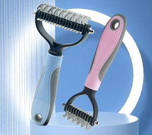 Herramienta para el cuidado de mascotas, 2 herramientas, rastrillo de capa inferior de 2 lados, peines de cepillo de acero para animales pequeños, perros y gatos - Product Image 1