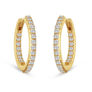 Pendientes de Aro de Plata de Ley 925 con Baño de Rodio y Moissanita VVS de Corte Redondo, Certificados por Terceros, Estilo Hip Hop para Mujer - Product Image 3