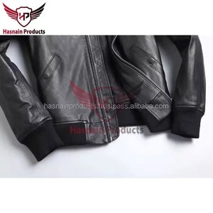 Chaqueta de cuero de bombardero cortavientos para hombre bordada personalizada, ropa de abrigo de invierno cálida de alta calidad con nuevas características de diseño - Product Image 4