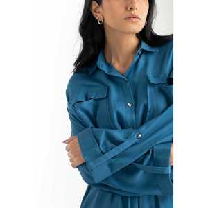 Chemise en tissu popeline bleue 224-217-007 - Product Image 6