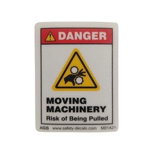 Étiquette d'avertissement pour machines en mouvement dangereuses, autocollant de sécurité industriel, risque d'être tiré, haute visibilité, adhésif durable, machine - Product Image 1