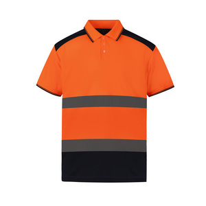 Personnalisable Hi Viz Construction Sécurité Porter Polo À Manches Courtes Patchwork Bandes Réfléchissantes Haute Visibilité T-Shirt Pour Hommes - Product Image 2