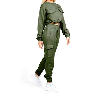 Femme vêtements d'entraînement survêtement 2 pièces ensemble survêtement surdimensionné survêtements poches avant femmes survêtement fabriqué avec du coton 2025 - Product Image 4