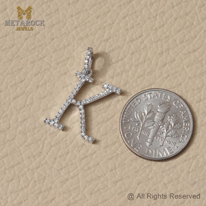 Sólido 14K oro blanco K inicial colgante hecho a mano Pave diamante joyería minimalista K letra colgante de alta calidad nuevo diseño - Product Image 3