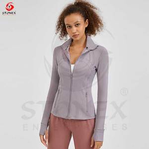 Nouveau yoga veste à glissière à col haut taille française fermeture éclair slim fit sports portant des vêtements de fitness femmes vestes - Product Image 5