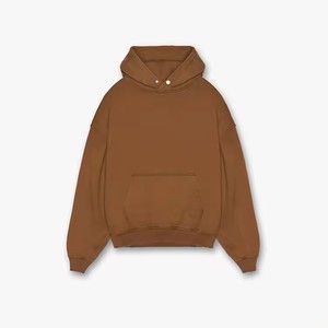 Sudadera con capucha de algodón 100% de peso pesado para hombre, sudadera básica de lana negra de gran tamaño para invierno - Product Image 6
