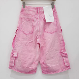 Cargo Jean Jorts para hombres, hecho a mano de algodón, Sun-Faded Baggy Street Retro Wash Jorts en Denim con un diseño de pierna ancha Jorts - Product Image 5